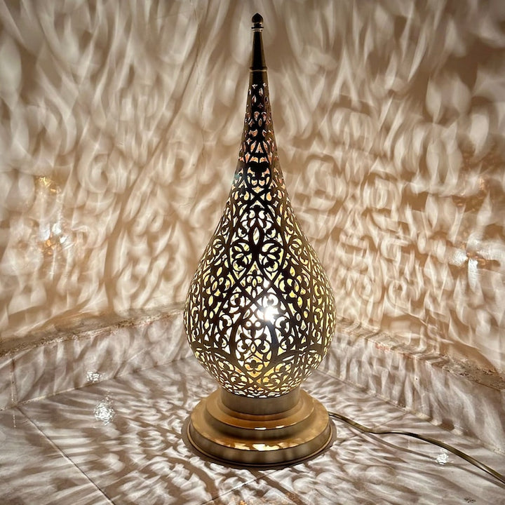 MOROCCAN TABLE & FLOOR LAMP , ALMOND
