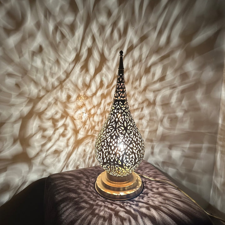 MOROCCAN TABLE & FLOOR LAMP , ALMOND