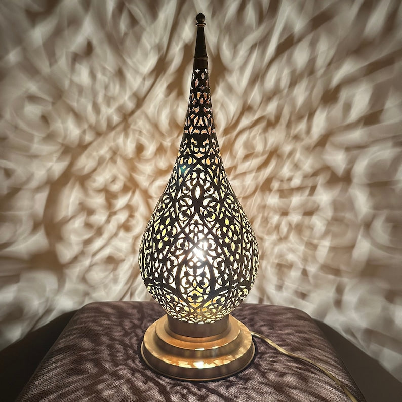 MOROCCAN TABLE & FLOOR LAMP , ALMOND