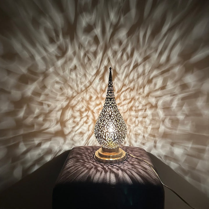 MOROCCAN TABLE & FLOOR LAMP , ALMOND