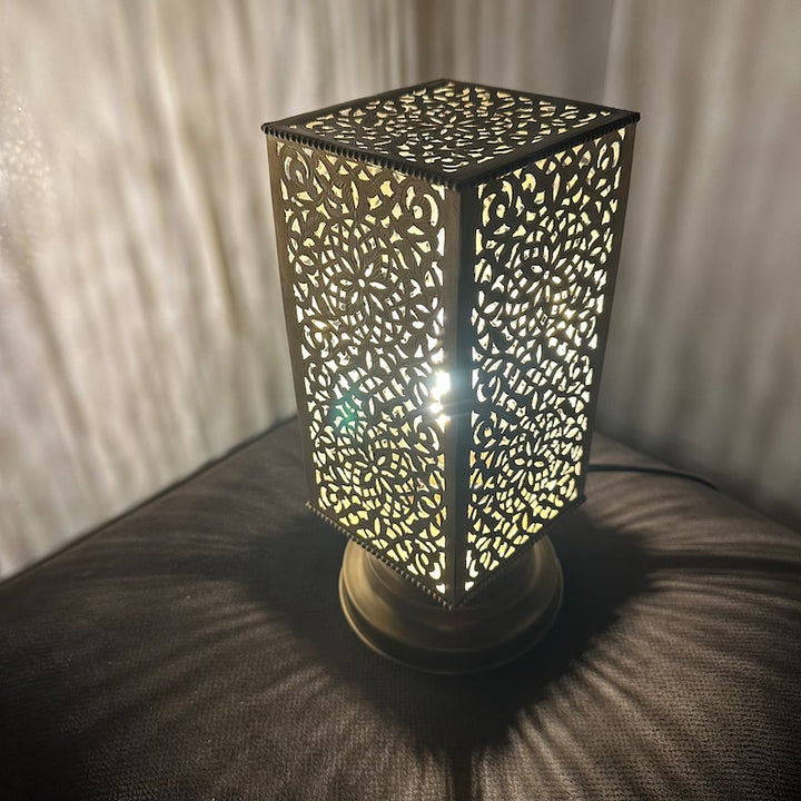 BRASS TABLE & FLOOR LAMP , CUBE