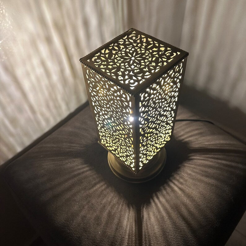 BRASS TABLE & FLOOR LAMP , CUBE