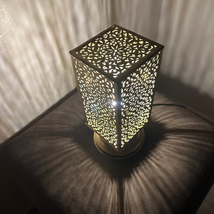 BRASS TABLE & FLOOR LAMP , CUBE