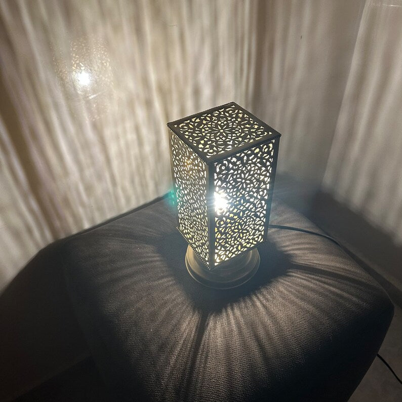 BRASS TABLE & FLOOR LAMP , CUBE