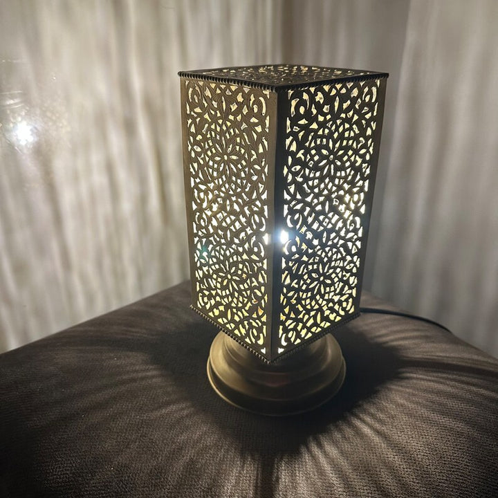 BRASS TABLE & FLOOR LAMP , CUBE