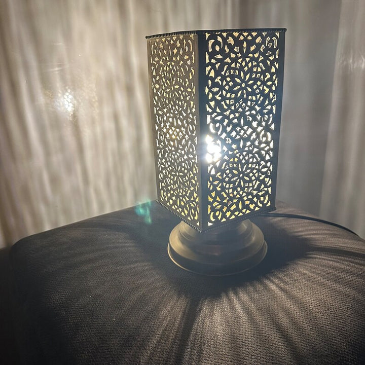 BRASS TABLE & FLOOR LAMP , CUBE