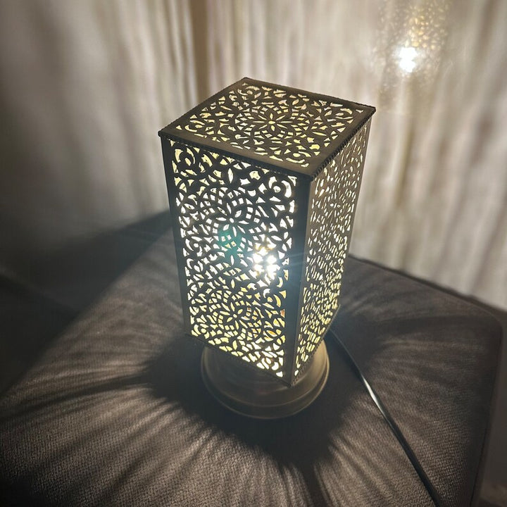 BRASS TABLE & FLOOR LAMP , CUBE