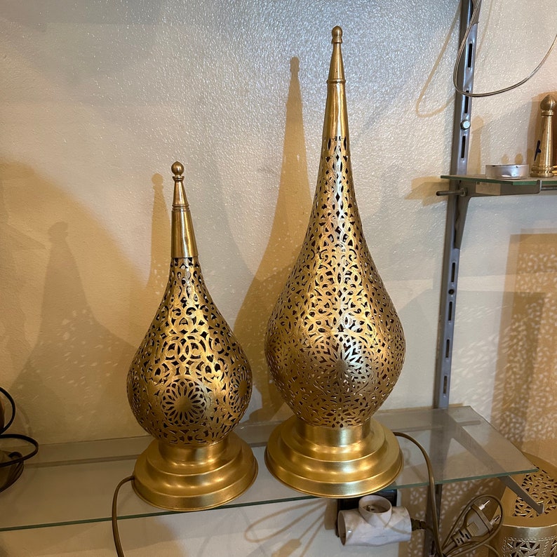 BRASS TABLE & FLOOR LAMP , JANA