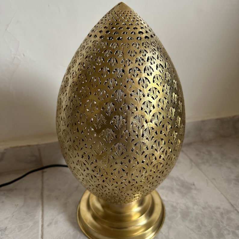 Moroccan standing Lamp – Brass Finish with Intricate Patterns – Ready to Light Up Your Space