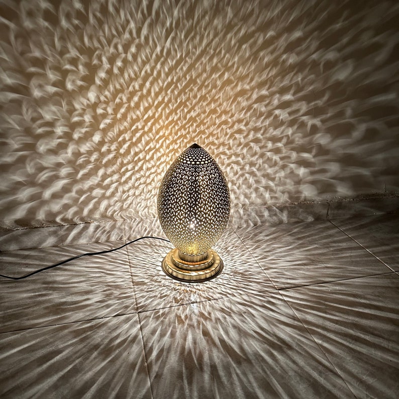 Moroccan standing Lamp – Brass Finish with Intricate Patterns – Ready to Light Up Your Space