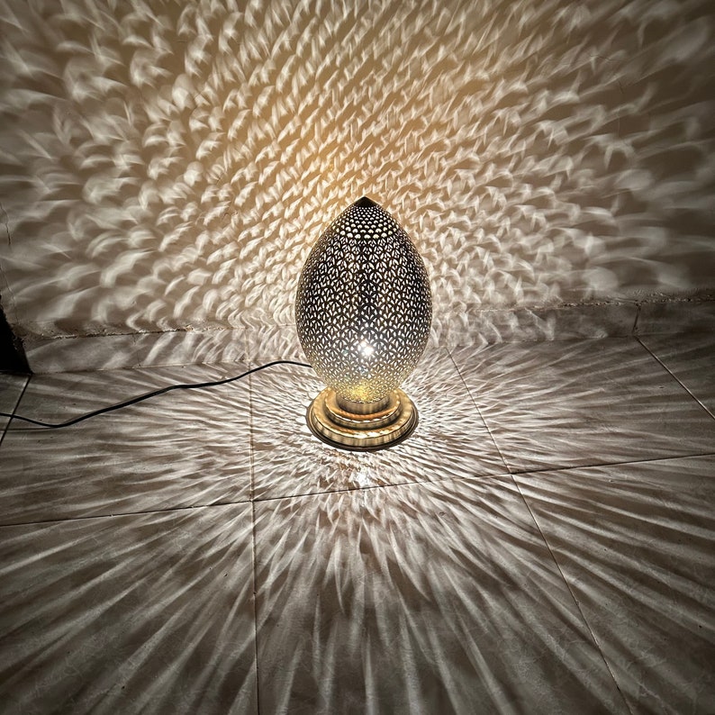 Moroccan standing Lamp – Brass Finish with Intricate Patterns – Ready to Light Up Your Space