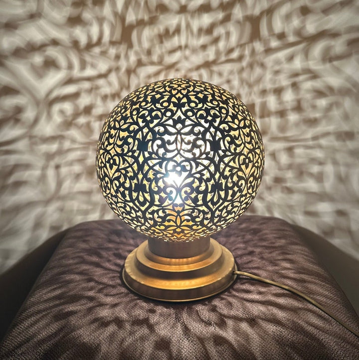 BRASS TABLE & FLOOR LAMP , GOLDEN BALL
