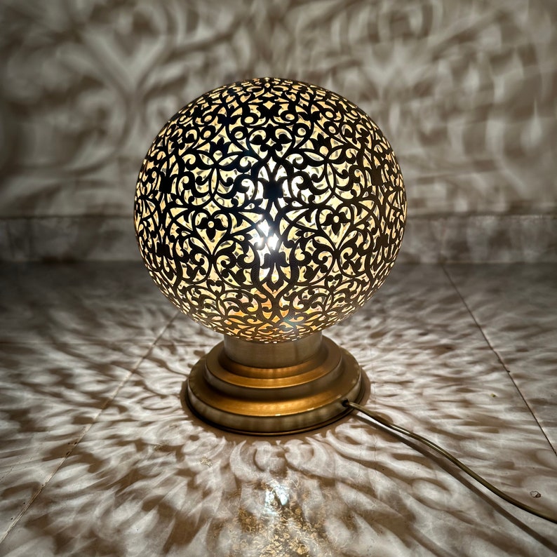 BRASS TABLE & FLOOR LAMP , GOLDEN BALL