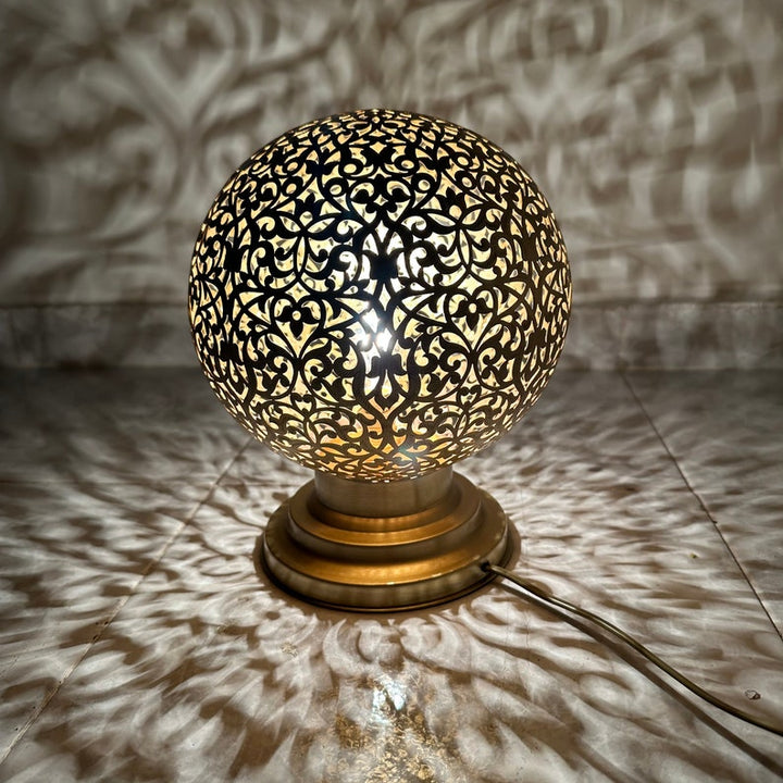 BRASS TABLE & FLOOR LAMP , GOLDEN BALL