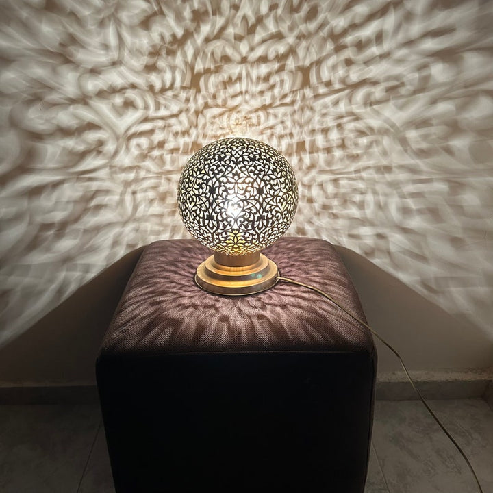 BRASS TABLE & FLOOR LAMP , GOLDEN BALL