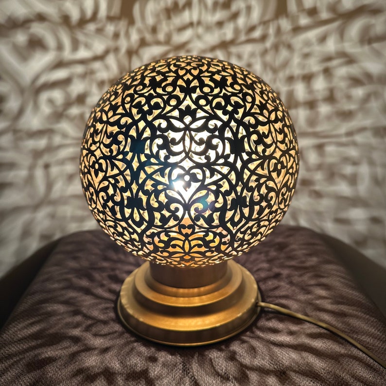 BRASS TABLE & FLOOR LAMP , GOLDEN BALL