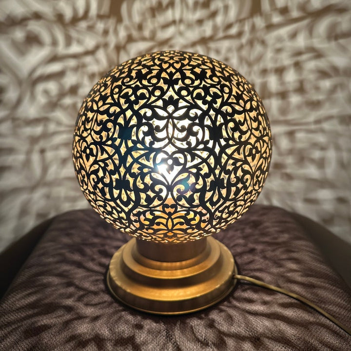 BRASS TABLE & FLOOR LAMP , GOLDEN BALL