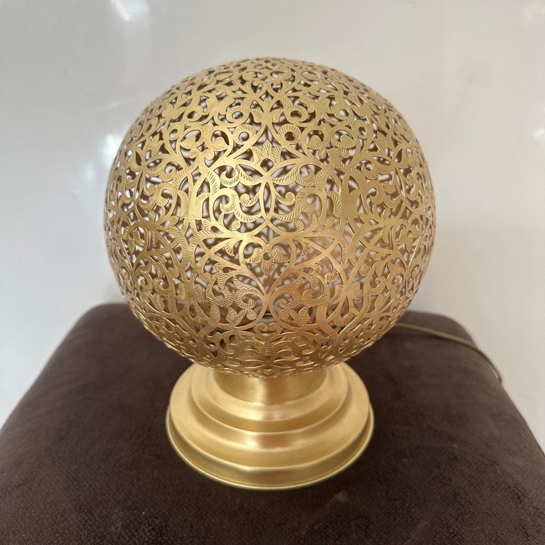BRASS TABLE & FLOOR LAMP , GOLDEN BALL