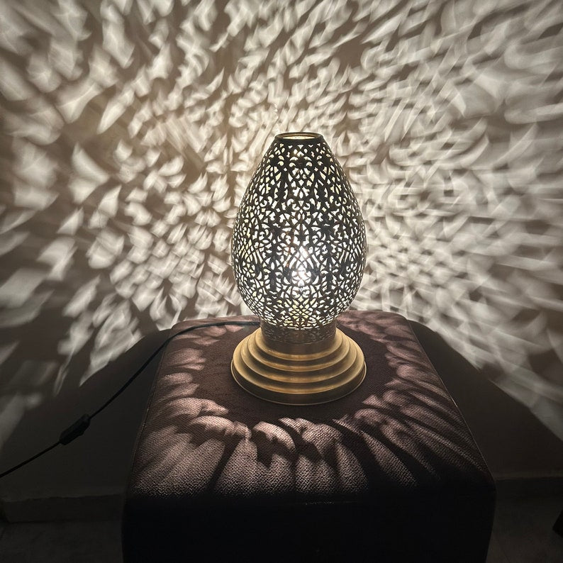 Moroccan Brass standing Lamp – Handmade with Traditional Techniques – Ready to Use