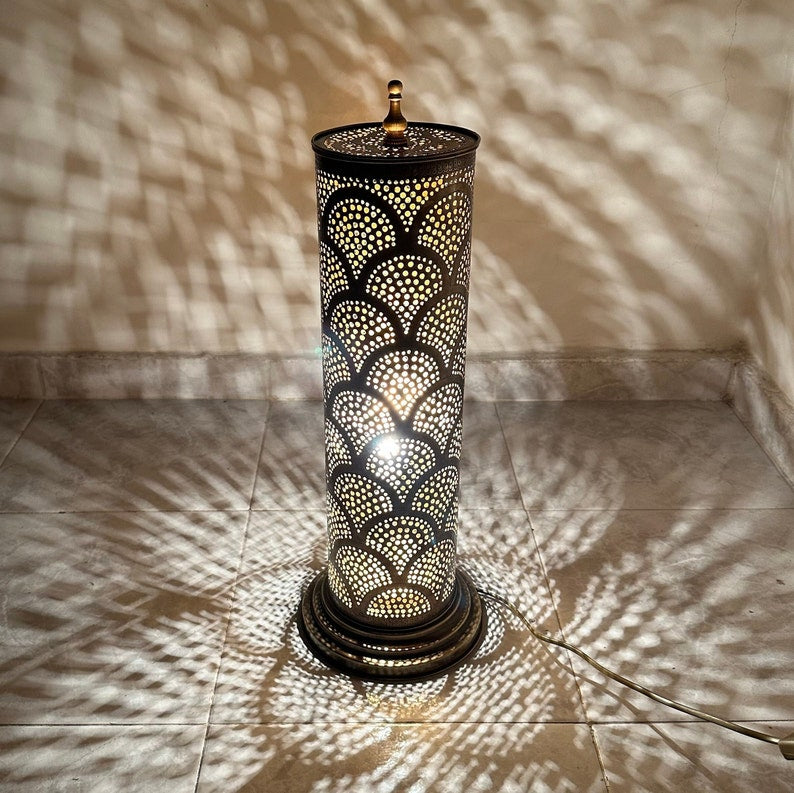 MOROCCAN TABLE & FLOOR LAMP , CYLINDER