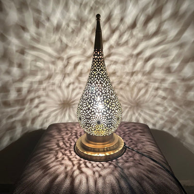 Elegant Brass Table Lamp – Handmade Moroccan Design – Perfect for Home or Office Decor