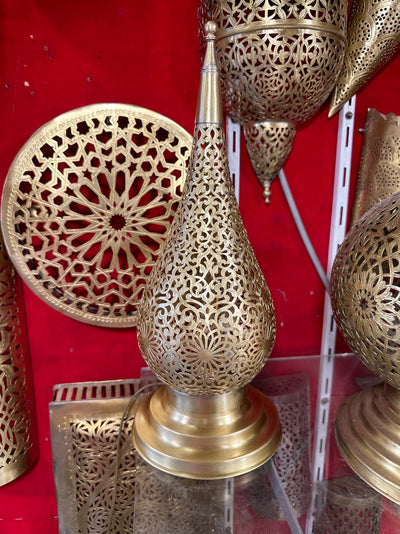 Elegant Brass Table Lamp – Handmade Moroccan Design – Perfect for Home or Office Decor