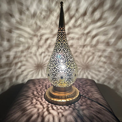 Elegant Brass Table Lamp – Handmade Moroccan Design – Perfect for Home or Office Decor