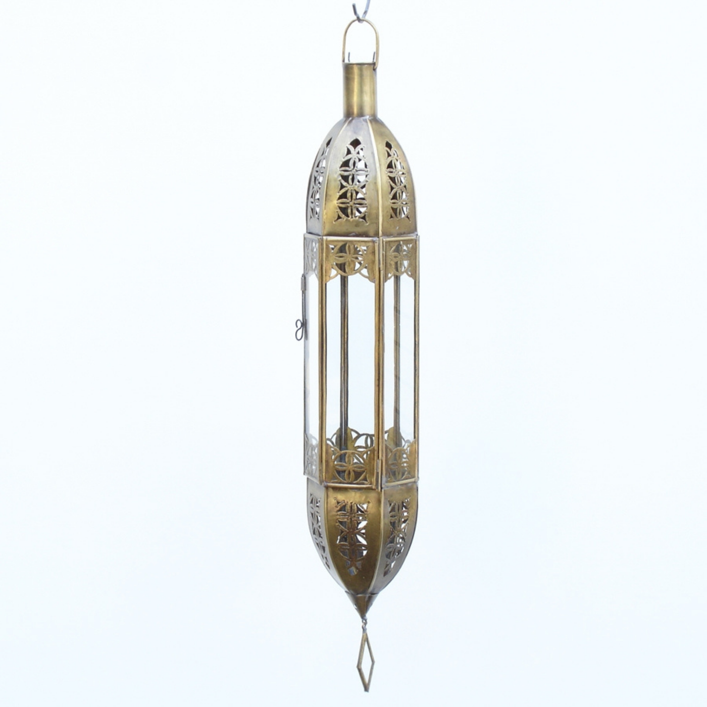 Hanging Glass Lamp – Patterned Glass and Brass, Handcrafted in Morocco – Luxury Home Décor