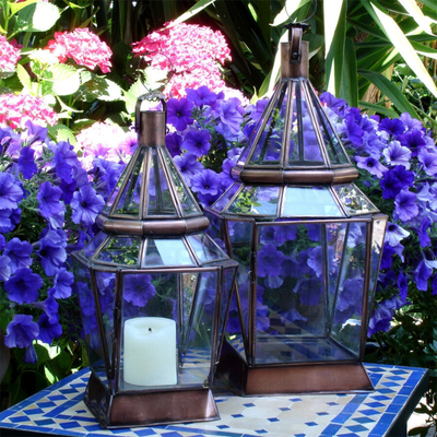 Lantern Glass Lamp – Can Hold Candle or Lamp – Luxury for Outdoor garden and Indoor Lighting Decor