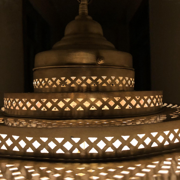 BRASS CEILING LIGHT , IBRAHIM PARCHMENT