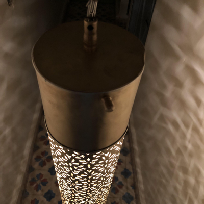 Tube Ceiling Light – Cylindrical Shape – Available in Gold, Silver, Black Brass – Hand Engraved with Moroccan Style – Luxury for Home Lighting Decoration