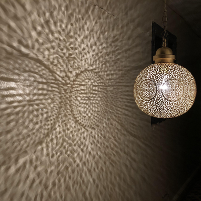 Sphere Ceiling Lighting - Available in Gold, Silver, Black Brass – Hand Engraved with Moroccan style – Luxury for Home Lighting Decoration