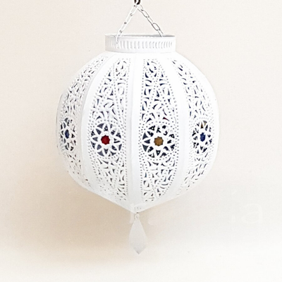 white Sphere Pendant Lighting – Hand Engraved with Moroccan style - Luxury for Outdoor and Indoor Lighting Decor