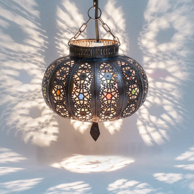 Sphere Pendant Lighting – Patterned with Moroccan decorations - hundmade in Marrakesh - Luxury for Outdoor and Indoor Lighting Decor