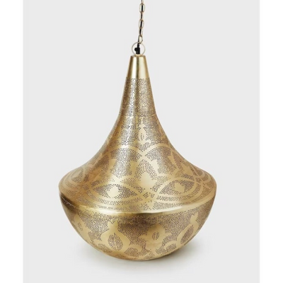 Pre-Wired Antique Hanging Brass Lamp – Moroccan-Inspired for Home & Business