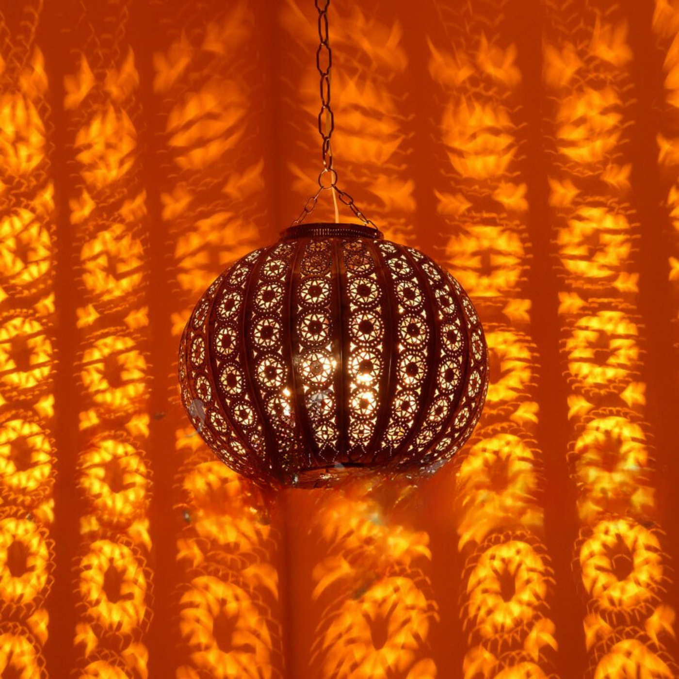 Traditional Hanging Lantern - Spherical in shape - with the Moroccan style - Luxury for Outdoor and Indoor Lighting Decor