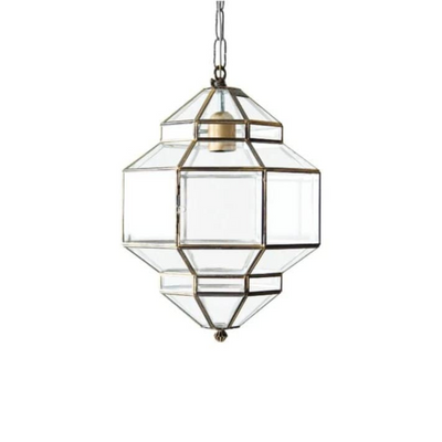 Minimalist Glass Pendant Lamp – Geometric Design, Handcrafted in Morocco with Solid Brass and Glass – Luxury Lighting for Home & Business Decor