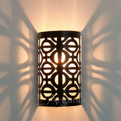 Wall Sconce Lamp with Classic design, Hand-carved with a beautiful geometric pattern, Available with White & Black Iron – Luxury for home & Business decoration