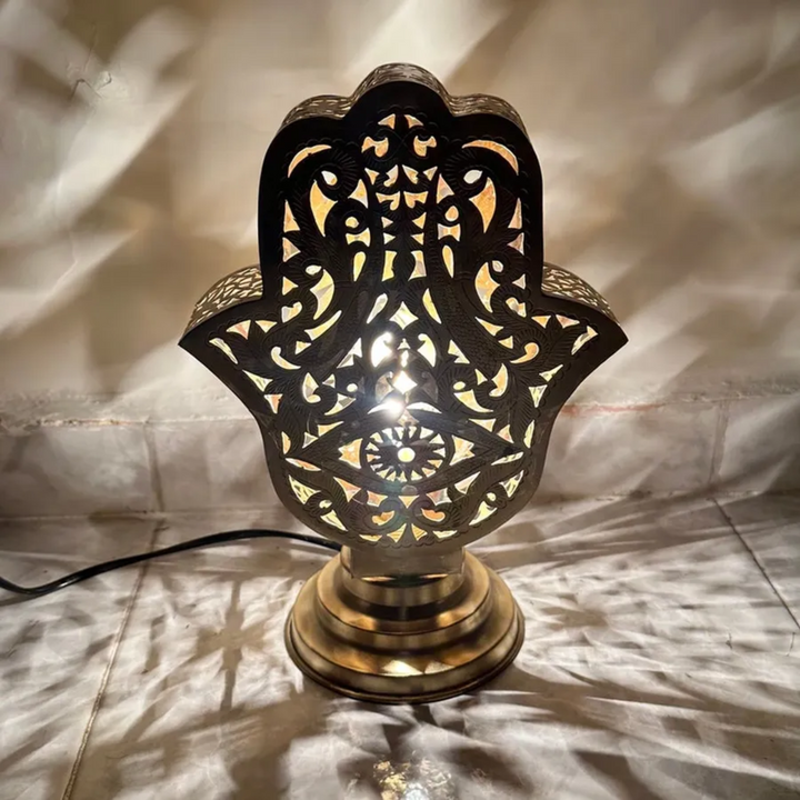 BRASS TABLE & FLOOR LAMP , KHEMISSA
