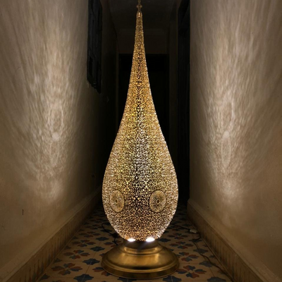 Luxury Standing Lamp – Made of Solid Brass, Hardwired with a Switch, Ready to Use – Ideal for Traditional or Modern Decoration