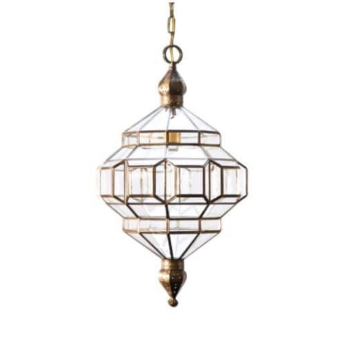 Glass Pendant Lamp – Geometric Design, Handcrafted in Morocco with Solid Brass & Glass – Luxury for Home & Business Décor