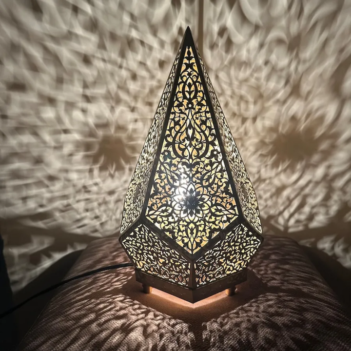 BRASS TABLE & FLOOR LAMP , PYRAMID II