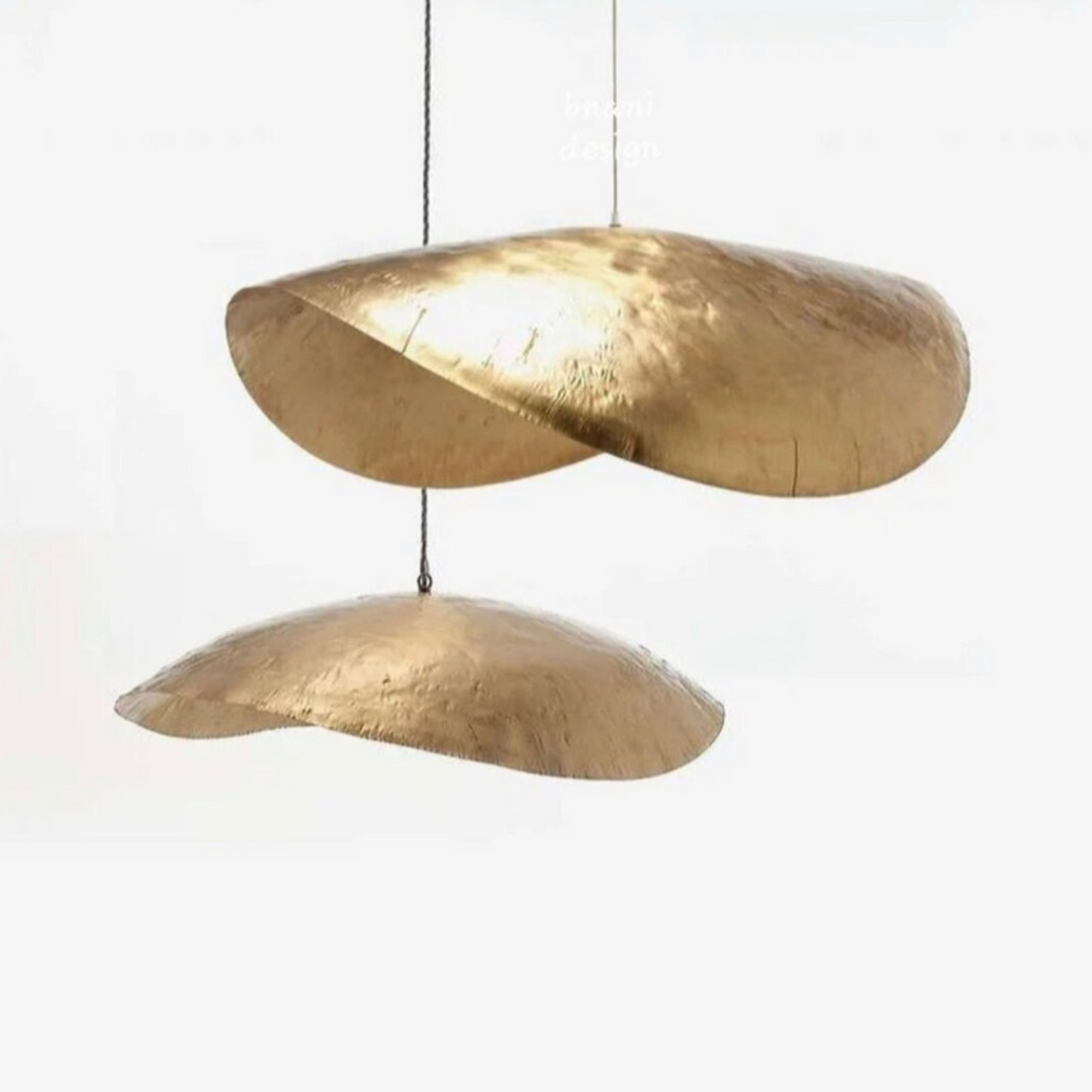 TWISTED BRASS LEAVES CEILING LIGHTS, GOLD BRASS