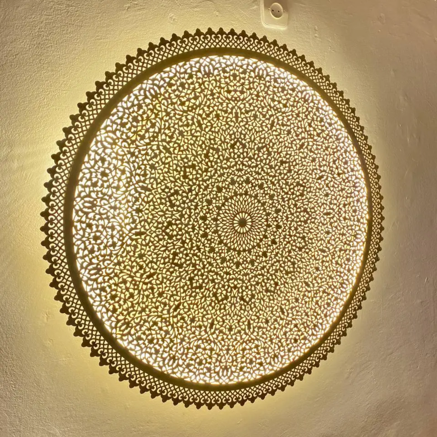 Round Wall Sconce Lamp, Handgraved with Moroccan Style Geometric – Reflect a beautiful and warm touch