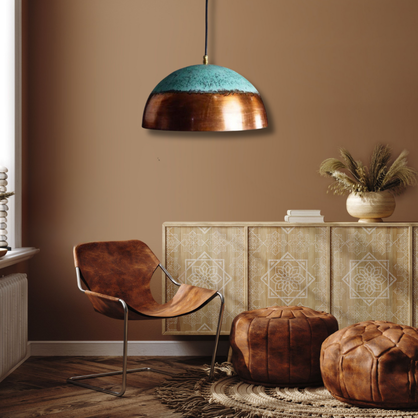 Soft Bronze Oxyded dome Pendant Light , Moroccan Style, available on Multi sizes – Perfect for Traditional or Modern Decoration