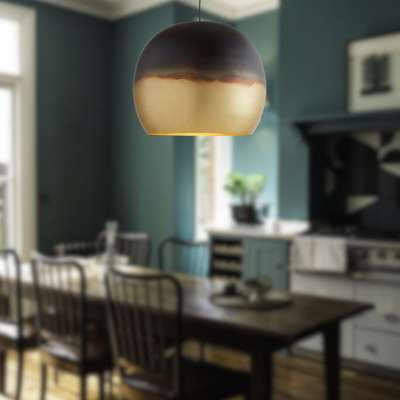 Luxury Brass Dome Ceiling Light – Hammered Black & Gold, Perfect for Indoor Décor