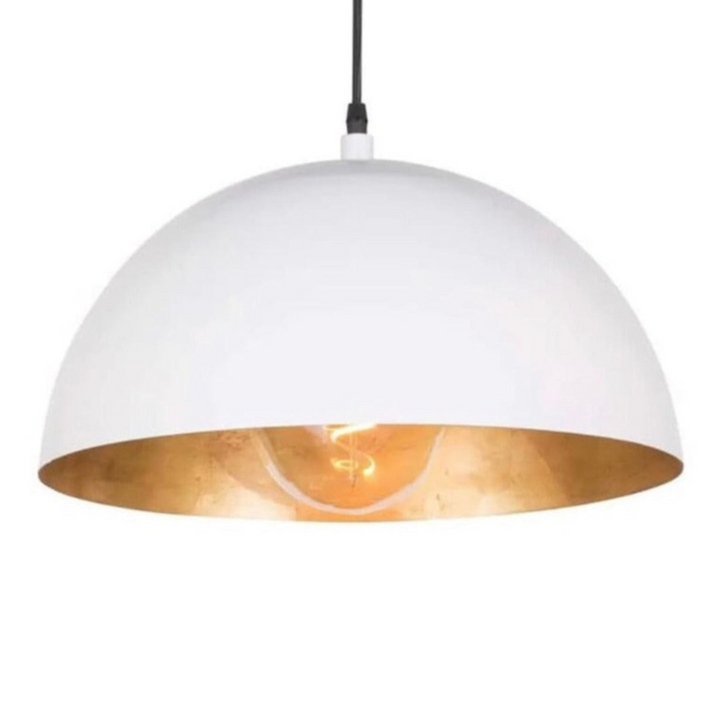 DOME CEILING LIGHT, WHITE & GOLD