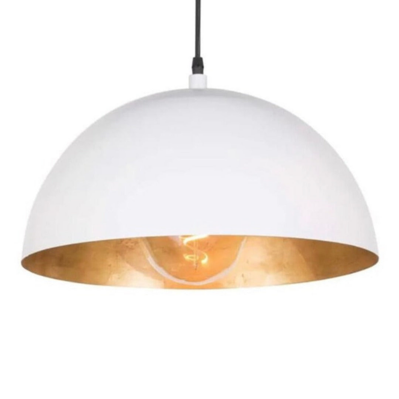 White Dome Lamp with Gold Brass Interior, Available in Multiple Sizes – Luxury for Home Decoration – Ideal for Modern Kitchen Lighting