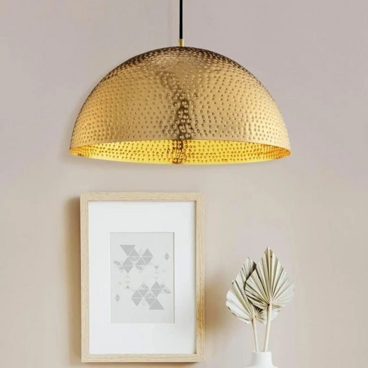 DOME CEILING LIGHT, GOLD PIERCED BRASS