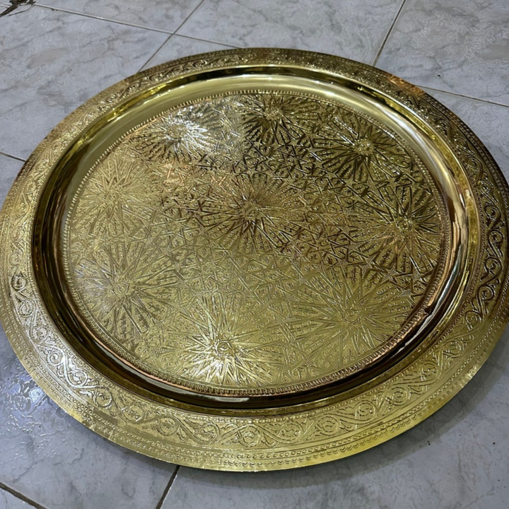 MOROCCAN HAND ENGRAVED TRAY ; SEPHIR